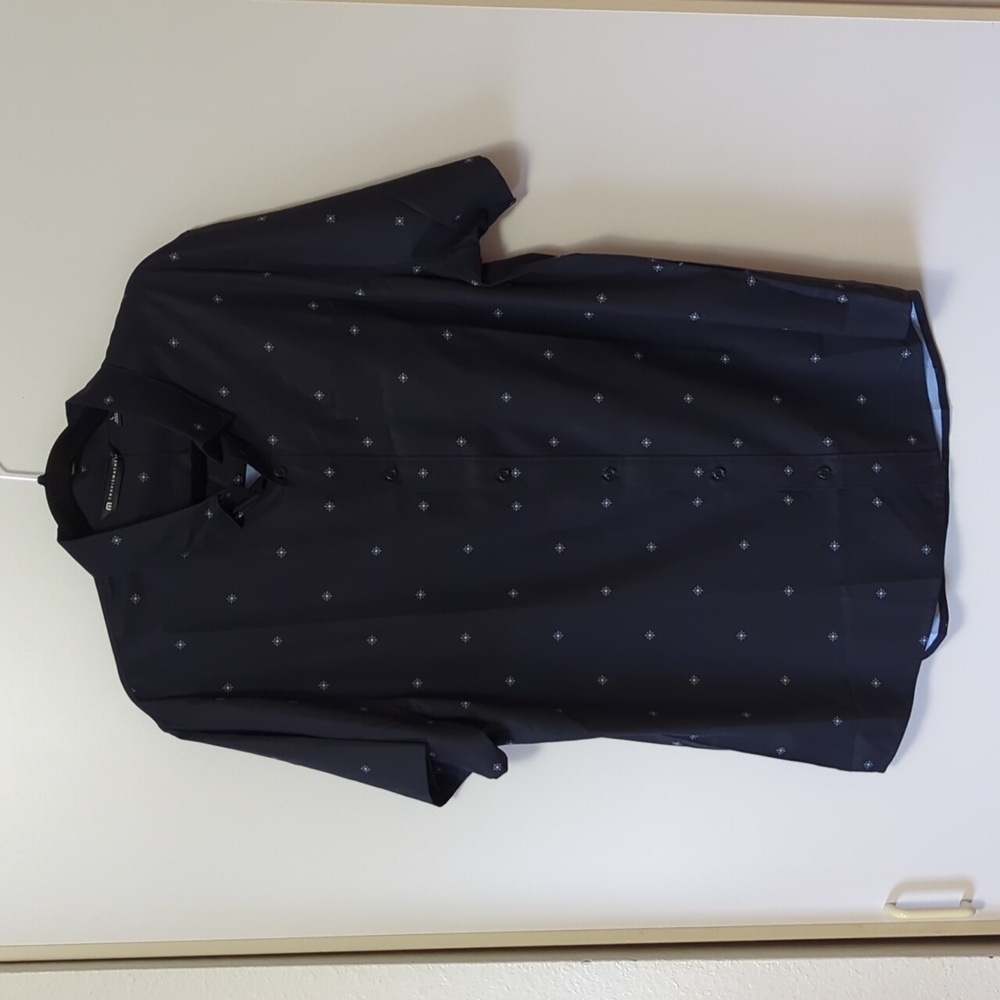 Travis Mathew Men's Olive Branch Golf Button Up Shirt - Total Eclipse - Large